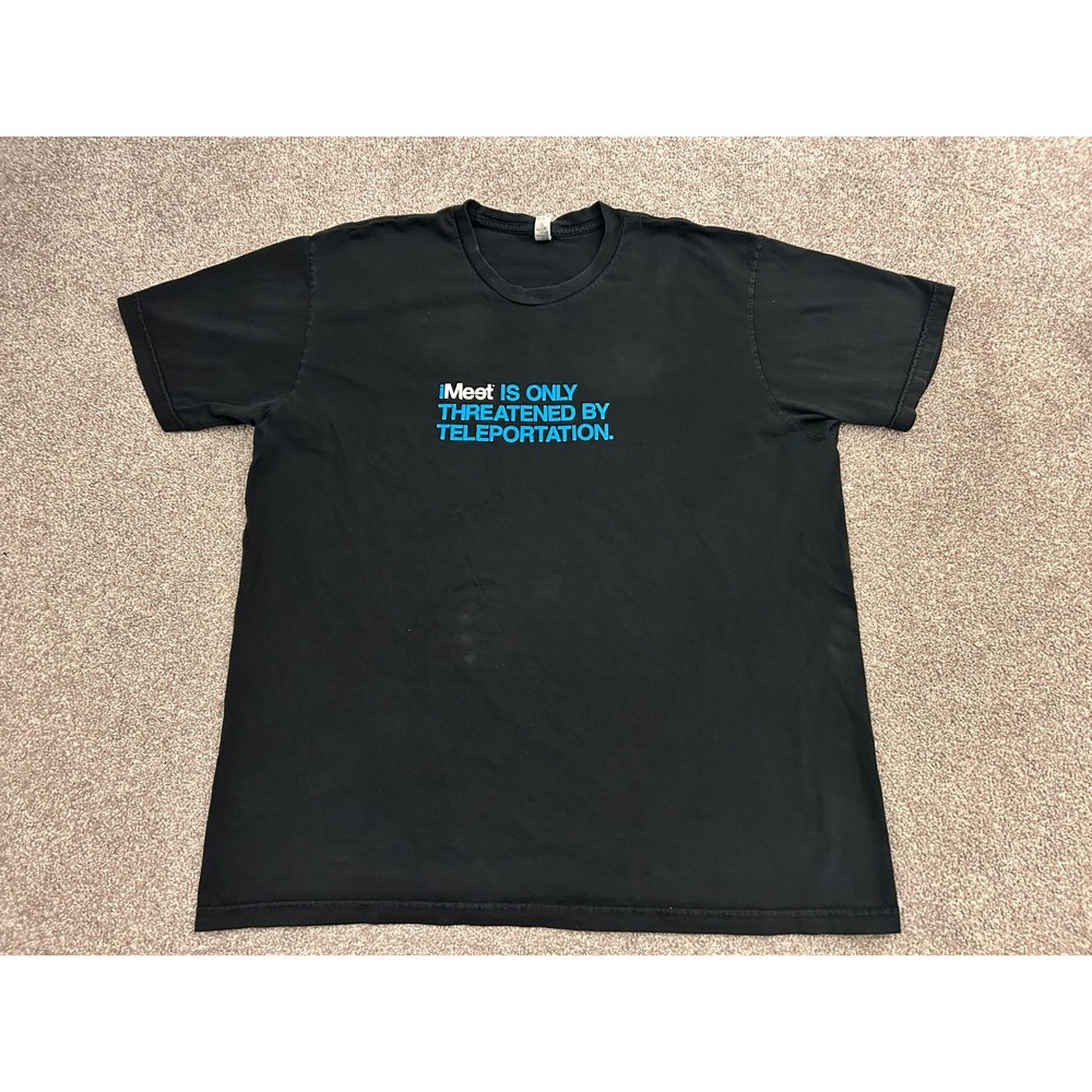 American Apparel iMeet Graphic T-Shirt Mens 2XL Black Excellent Tech Promo Tee